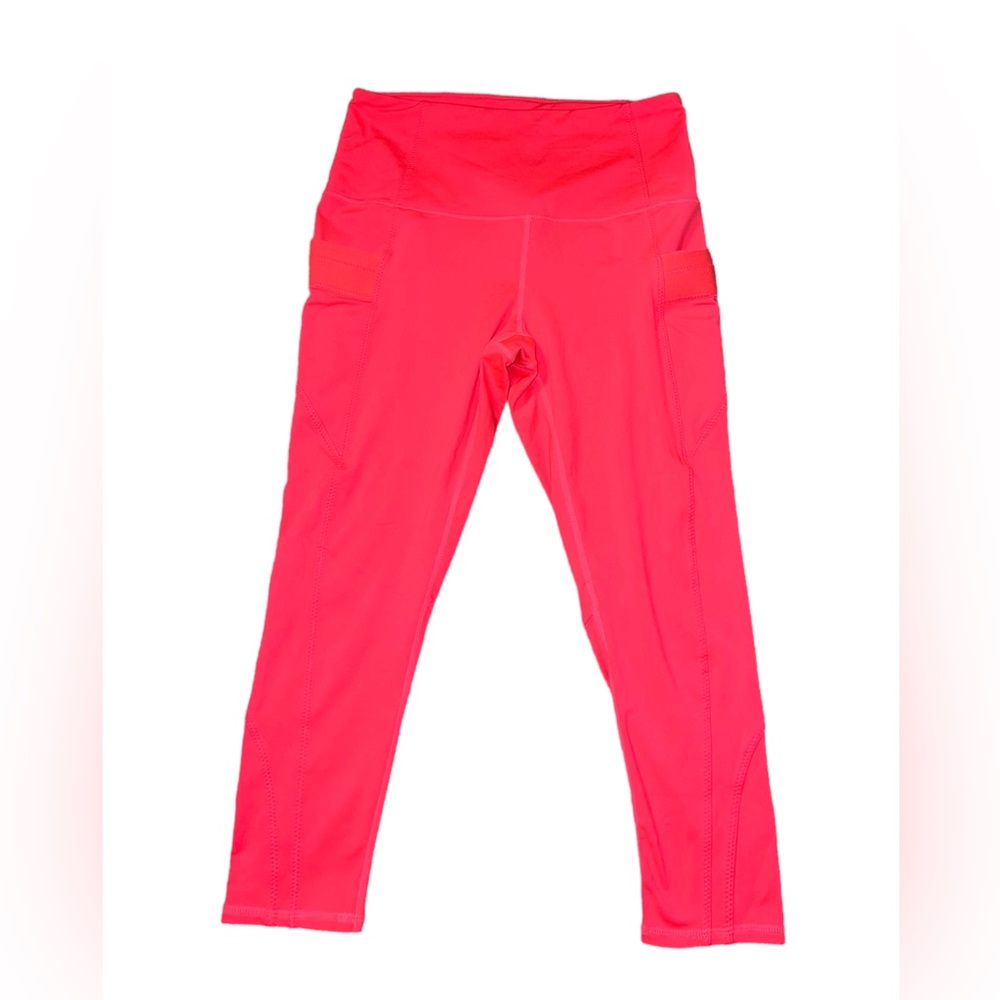 Free People Movement End Game Neon Coral Pink Orange Leggings Medium - Picture 1 of 7